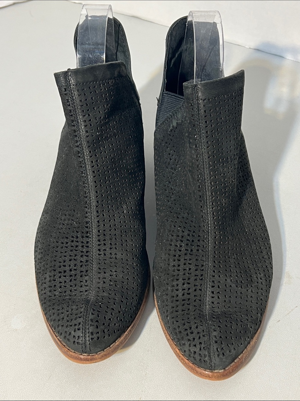 Vince Camuto Black Perforated Suede Ankle Booties Size 8